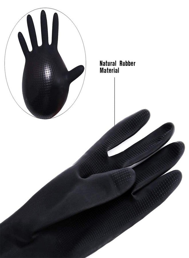 VOVOH 2Pcs Hair Dye Gloves, Black Reusable Rubber Gloves, Professional Hair Coloring Accessories for Hair Salon Dyeing(Size:S) - Image 4